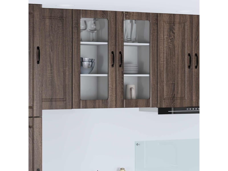  Meuble mural de cuisine, cabinet en verre mural chêne brun 40x31x80cm shl1578  - Conforama B