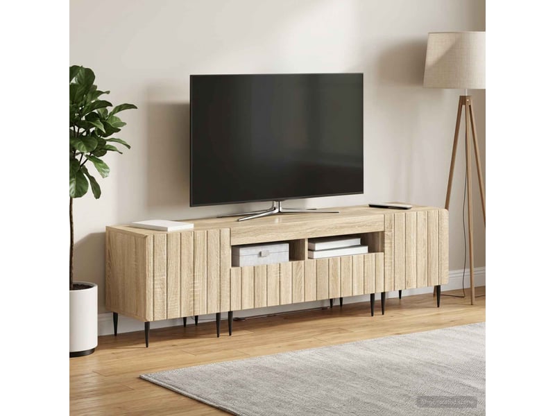  Meuble tv - banc tv - meuble de rangement led 5 pièces chêne sonoma bois d'ingénierie  - Conforama C