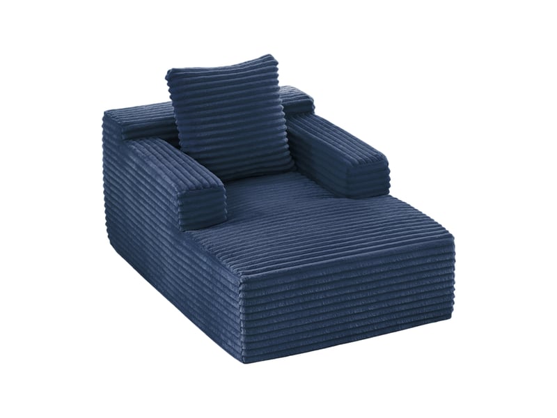 Canapé droit convertible 1 place en velours côtelé bleu, sans montage, idéal pour salon, bureau ou studio - Conforama A