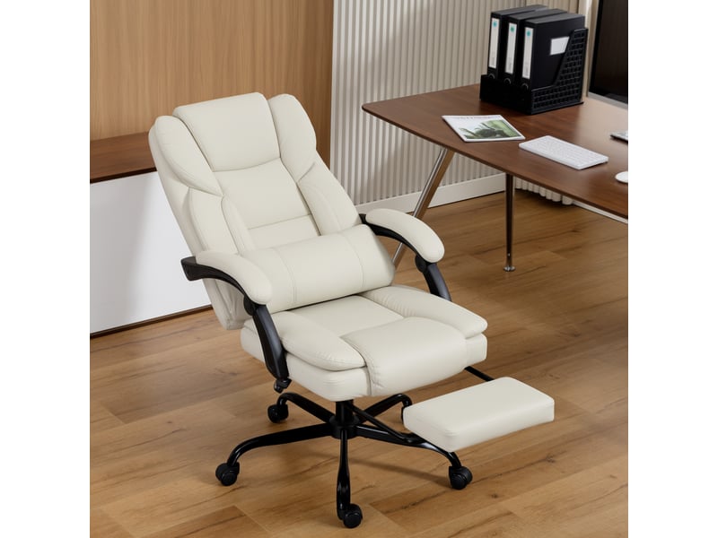  Fauteuil de bureau manager inclinable repose-pieds beige  - Conforama B