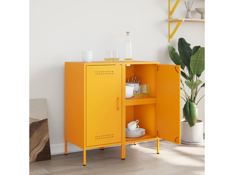  Buffets 2 pcs - bahut - meuble de rangement jaune moutarde 36x39x79 cm acier  - Conforama C