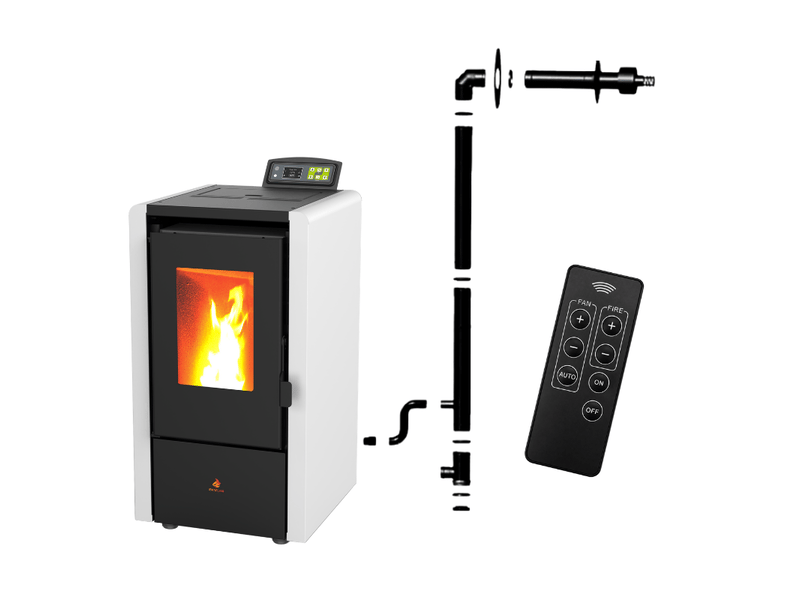  Poêle à granulés étanche emma 6 kw + kit conduit ventouse - blanc  - Conforama A
