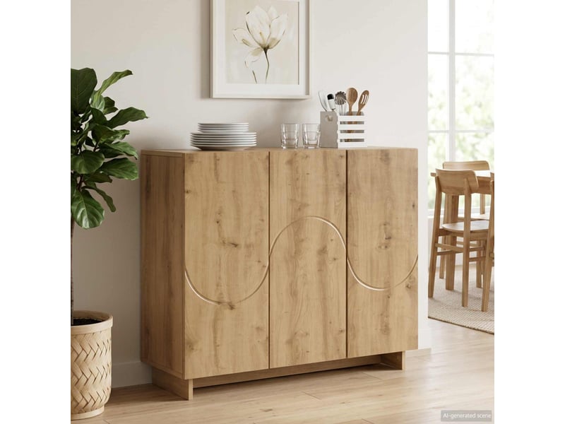  Buffet salon, buffet de rangement chêne artisanal 85,5x31x75 cm bois d'ingénierie shl37271  - Conforama B