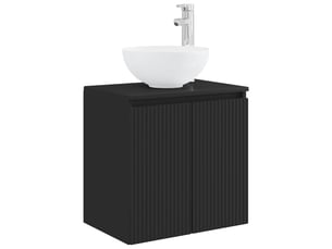 Vanité de lavabo mural, meuble de rangement noir 49.5x35x63 cm bois d'ingénierie