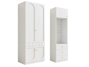 Armoire de chambre blanche - ensemble armoire + vitrine - dimensions 80×50×200 cm et 50×40×180 cm - blanc laqué