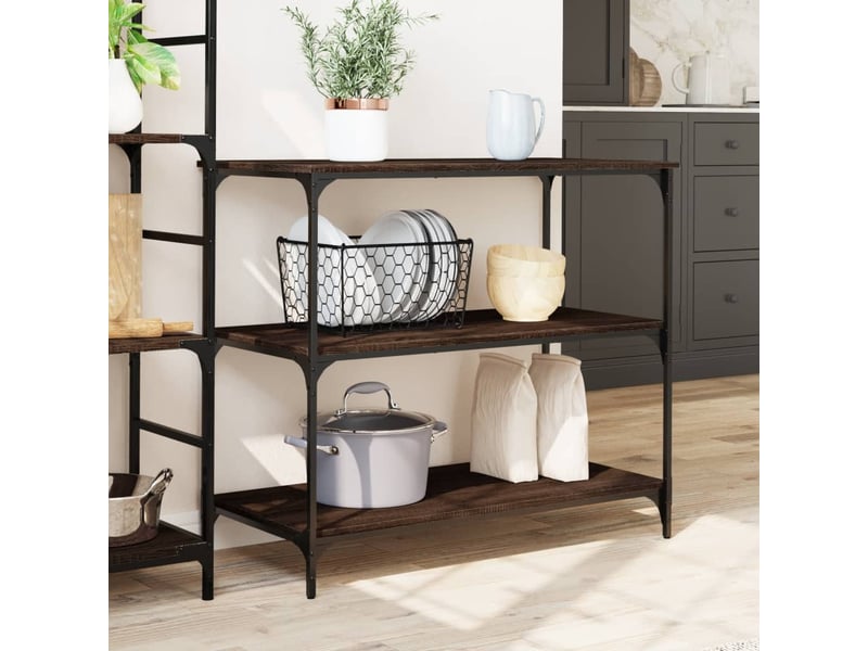  Desserte de cuisine, chariot de rangement chêne marron 102x50x95 cm bois d'ingénierie  - Conforama C