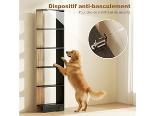 Bibliothèque étagère de rangement avec 5 ouverts compartiments 45 x 21 x 170 cm noir et chêne