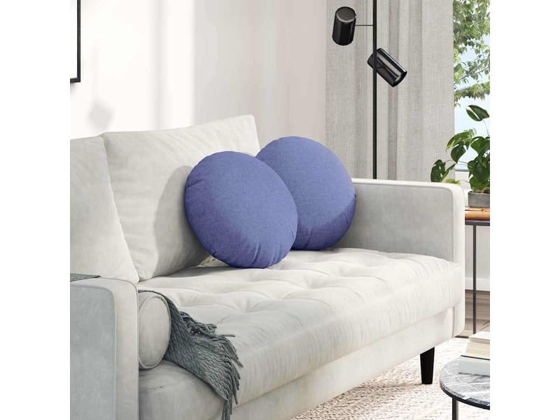  Lot de 2 coussins de siège, coussins décoratifs tissu bleu denim ø40 x 13 cm cf59768  - Conforama B