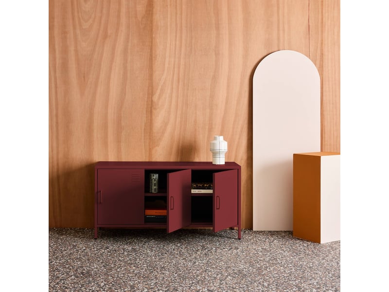  Meuble tv industriel métal bordeaux 3 portes 120cm - alabama  - Conforama C