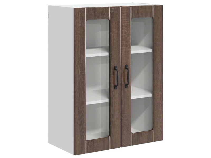  Meuble mural de cuisine, cabinet en verre mural chêne brun 60x31x80cm shl5000  - Conforama A