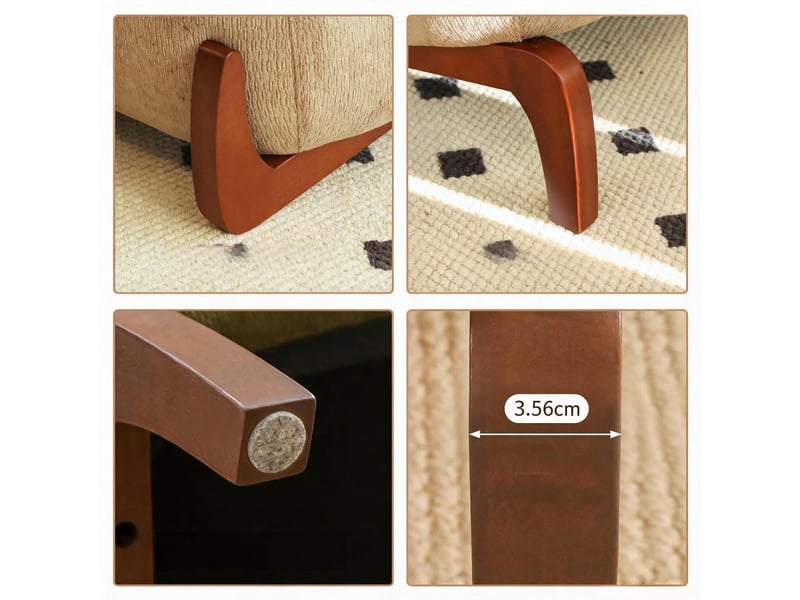  Fauteuil de lecture sans accoudoirs en tissu, pieds en bois massif  - Conforama E