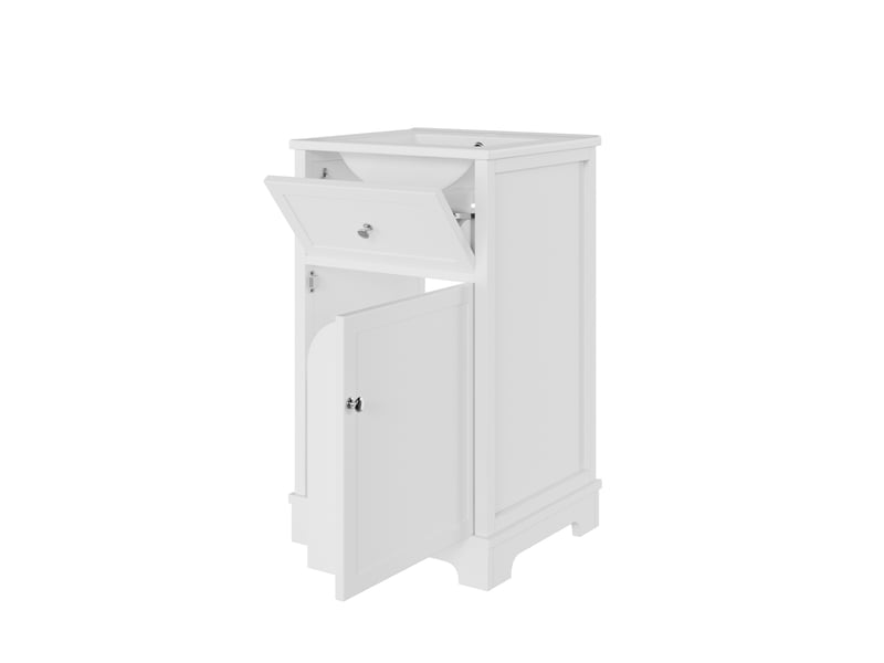 Meuble vasque blanc avec lavabo intégré, tiroir et rangements réglables 51 cm - Conforama E