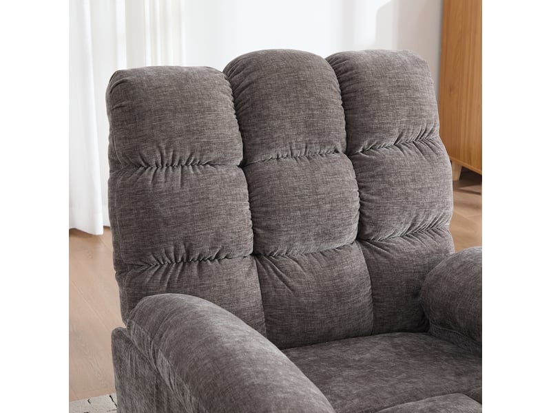  Fauteuil massant électrique gris, pivotant à 360°, massage vibrant chauffant, dossier et repose-pieds réglables pour salon  - Conforama E
