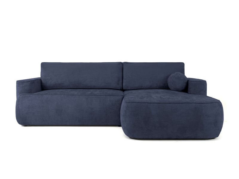  Canapé d'angle droit cassis avec coffre de rangement en tissu chenille - bleu foncé CASSIS - Conforama A