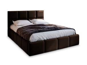 Lit coffre 200x200 cm <strong>MASSENO</strong> <strong></strong> coloris marron