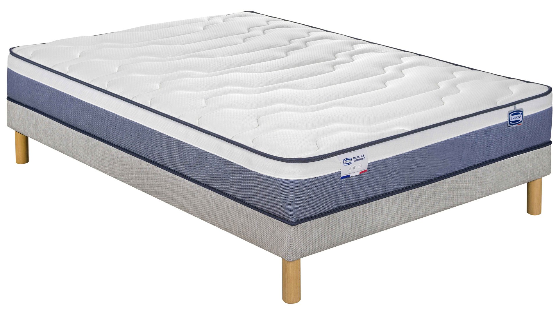 SIMMONS Matelas + sommier Ressorts + mémoire de SIMMONS OSMOSE DUO blanc 15 Conforama