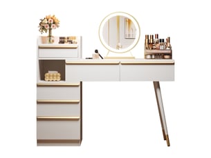 Coiffeuse 6 tiroir(s) Miroir Led avec 0 tabouret(s) inclu(s)  REDOM   coloris blanc