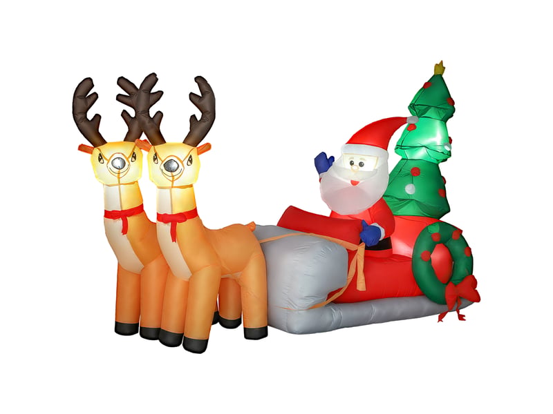  Père noël gonflable avec traîneau et rennes de noël gonflables avec lumières led pour une utilisation intérieure et extérieure 216 x 90 x 150 cm  - Conforama A