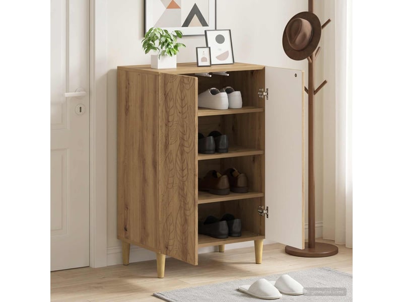  Meuble à chaussures, armoire à chaussures delft 59,5x39,5x90 cm chêne artisanal  - Conforama B