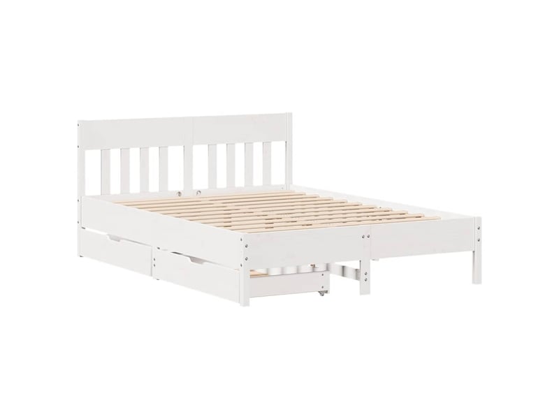 Lit double- lit adulte - cadre de lit sans matelas blanc 135x190 cm bois de pin massif - Conforama B