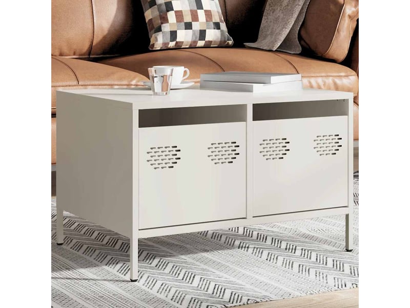 Meuble tv - banc tv - meuble de rangement blanc 68x50x43,5 cm acier laminé à froid  - Conforama C