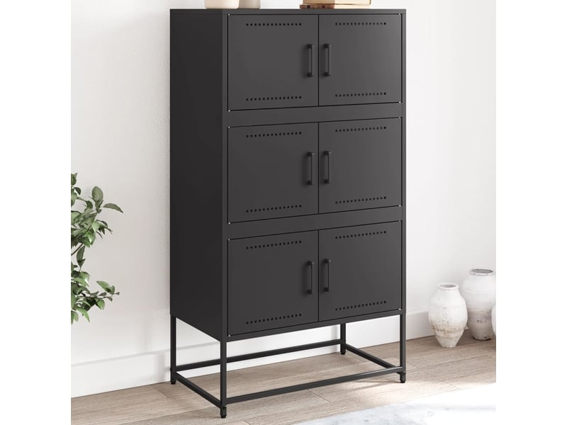 Buffet - bahut - meuble de rangement noir 68,5x38,5x123,5 cm acier  - Conforama B