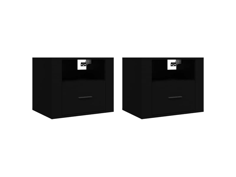  Lot de 2 tables de chevet - cabinet de chevet - table de nuit murales noir 50x36x40 cm  - Conforama A