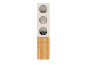 Armoire colonne 45x50x200 cm, 2 portes, 1 tiroir, mdf et panneau, gris clair et naturel, rangement compact déco, déco