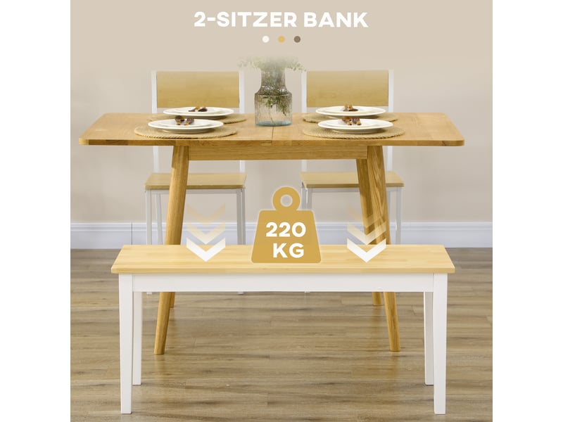  Banc 2 places en pin massif blanc et naturel 102 x 36 x 45 cm  - Conforama D