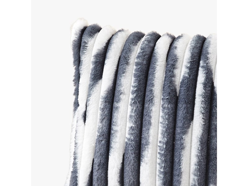  Coussin carré en tissu côtelé gris et blanc 43x43 cm  - Conforama C