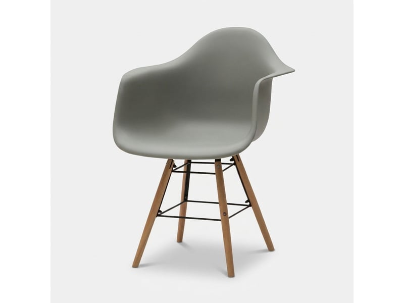  Fauteuil en polypropylène pieds en bois jacqueline - gris  - Conforama A