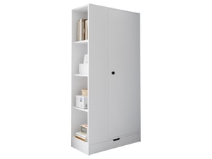 Armoire 70*40*170cm blanche, une porte, étagères et tiroirs, rangement pratique pour chambre et bureau.