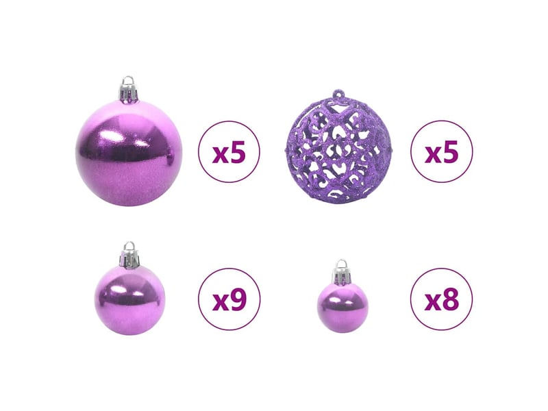 Ensemble de boules de noël 61 pc 150 led blanc chaud ø 6 cm cf61848 - Conforama E