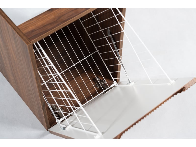  Ensemble salle de bain avec panier à linge et plan novo l.160 cm effet noyer warmia  - Conforama R
