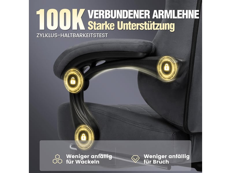  Gtplayer chaise de jeu ergonomique avec assise à ressorts et repose-pieds 150kg - tissu gris GT830-GY - Conforama D