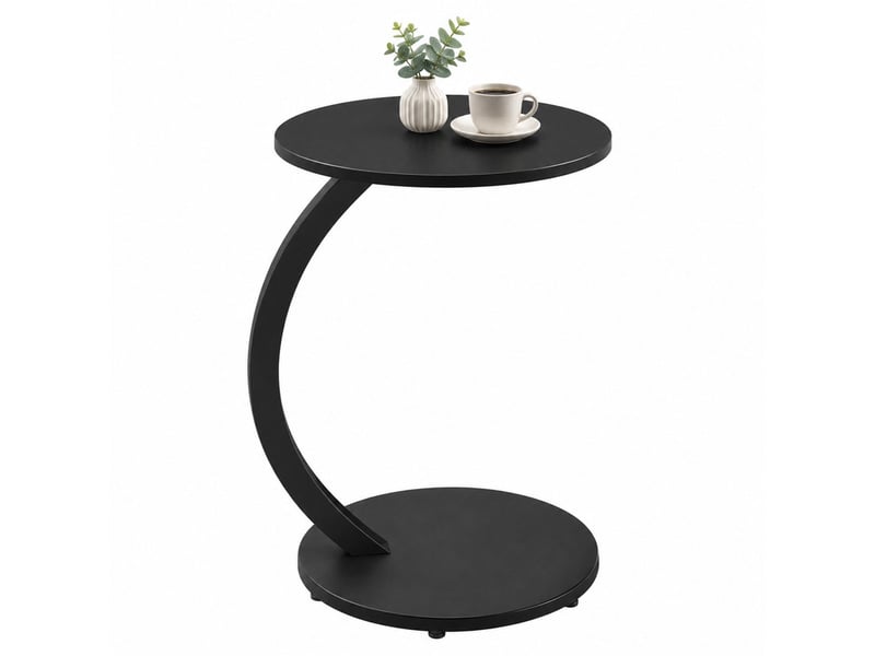 Table d'appoint ronde 40 x 40 x 65 cm en mdf et métal en forme de c noire chicfurn - Conforama A