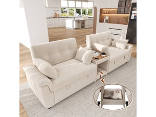 Canapé-lit en u convertible - double couchage escamotable - dossier réglable 3 positions