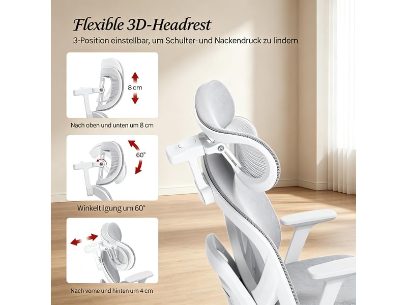  Chaise de bureau ergonomique en maille avec repose-pieds et dossier inclinable, gris  - Conforama R