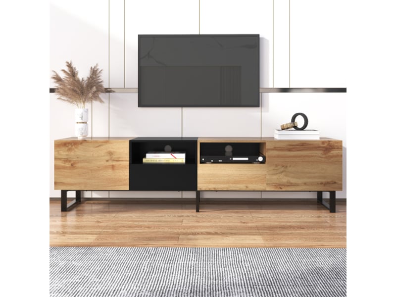  Meuble tv naturel 190 cm mdf meuble tv bois clair - Conforama B