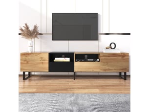 Meuble tv coloris bois clair 190 cm <strong>MERAX</strong>  <strong>meuble tv bois clair</strong>