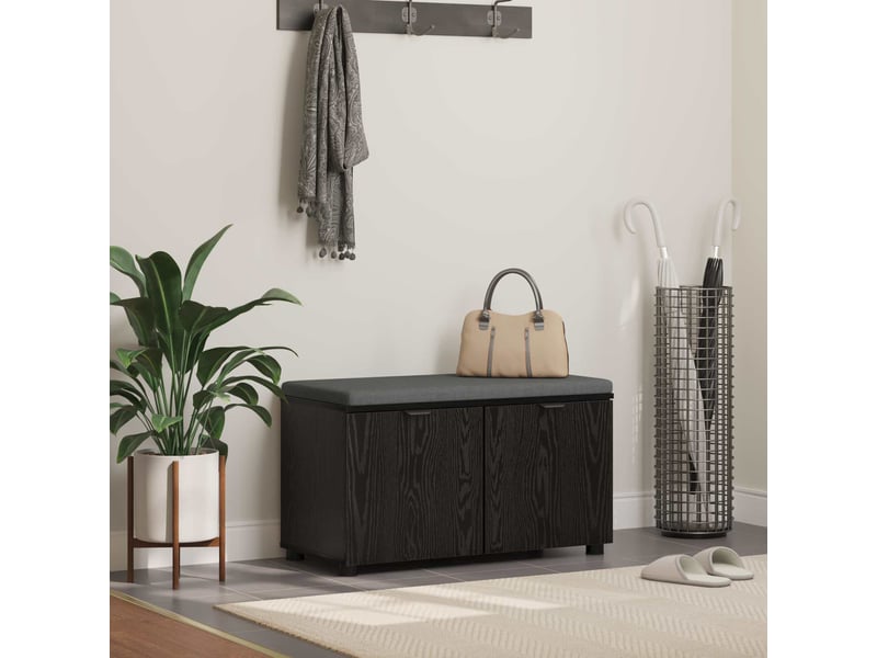 Banc d'entrée, banc interieur avec coussin chêne noir 80x38x46 cm shl76400  - Conforama B