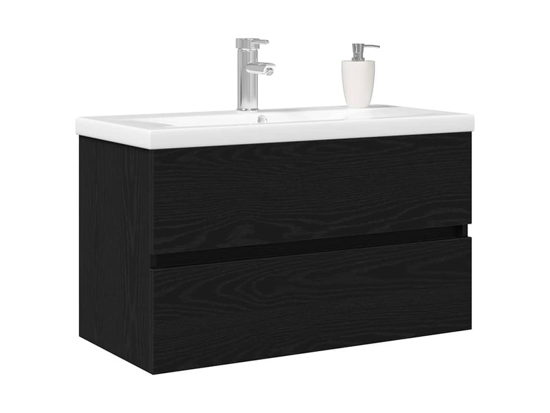  Meuble de lavabo de salle de bain, armoire de bain chêne noir 80 x 39 x 62 cm cf65541  - Conforama C