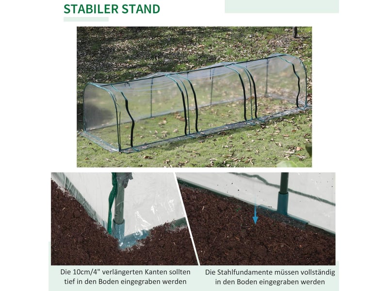  Serre tunnel transparente 350 x 100 x 80 cm en pvc avec porte enroulable, structure en acier  - Conforama E