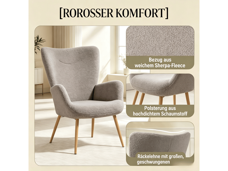Fauteuil dossier haut siège accoudoirs intégrés silhouette galbée style lounge - Conforama E