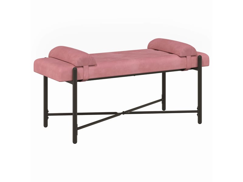  Banc chambre, banc de lit capitonné à boutons avec coussins rose 110x40x46 cm  - Conforama A