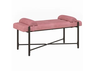 Banc chambre, banc de lit capitonné à boutons avec coussins rose 110x40x46 cm