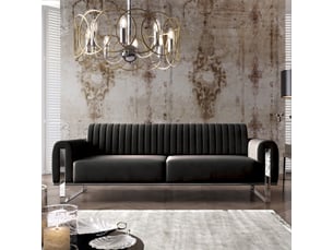 Selsey parissa - canapé - 228 cm - velours noir pieds chromés