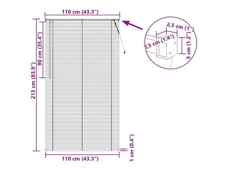 Store vénitien, store de fenêtre marron clair avec motif 213 x 110 cm 25 mm pvc cf47941  - Conforama E