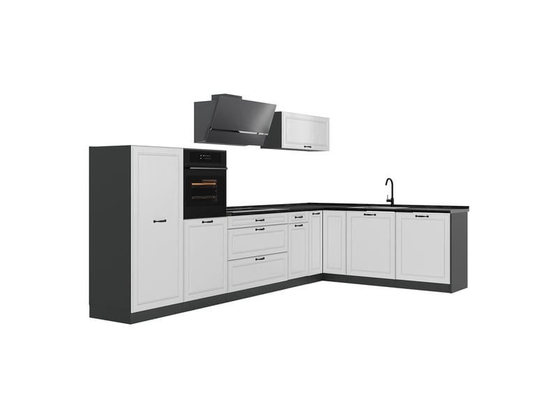 Vicco cuisine en angle, blanc campagneanthracite, 347 x cm plan de travail anthracite - Conforama A