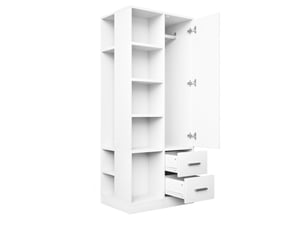 Armoire 1 porte 70 x 50 x 170 cm, blanc, étagères, 2 tringles et 2 tiroirs